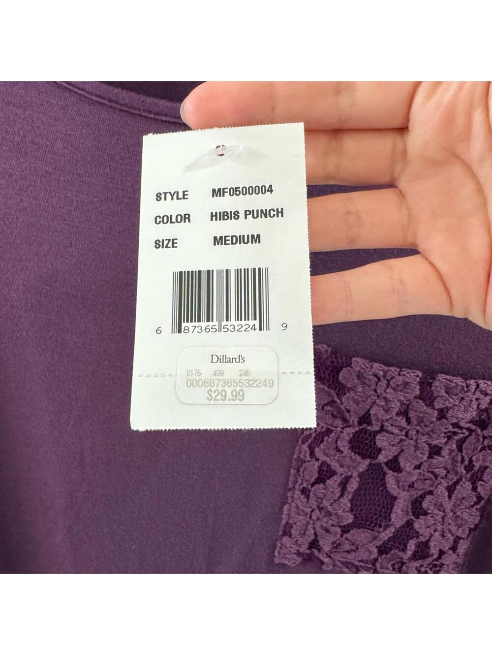 NWT Y2K Whimsygoth Boho Purple Lace High Low Tunic Blouse M - Picture 3 of 4
